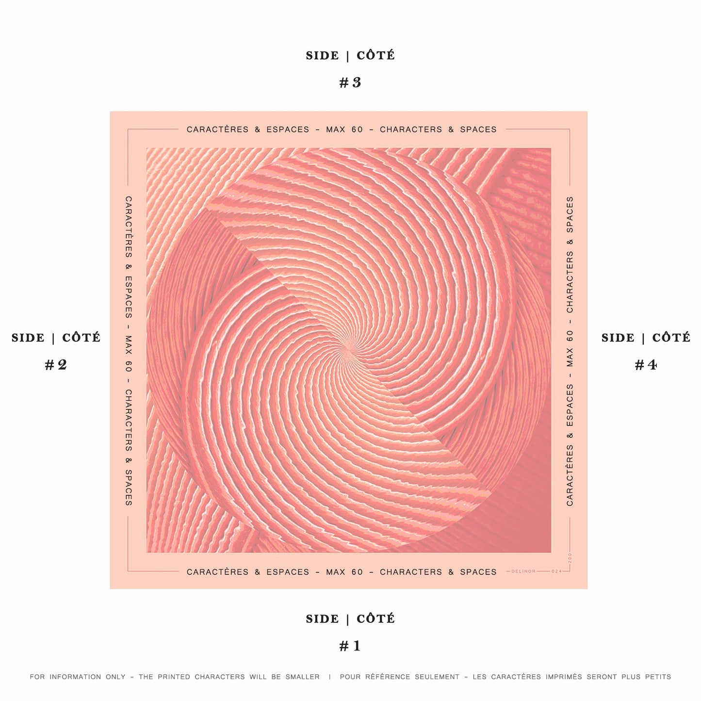 Delinor carre soie Aurora exemple mots personnalises 16x16 notes custom example phrase scarf