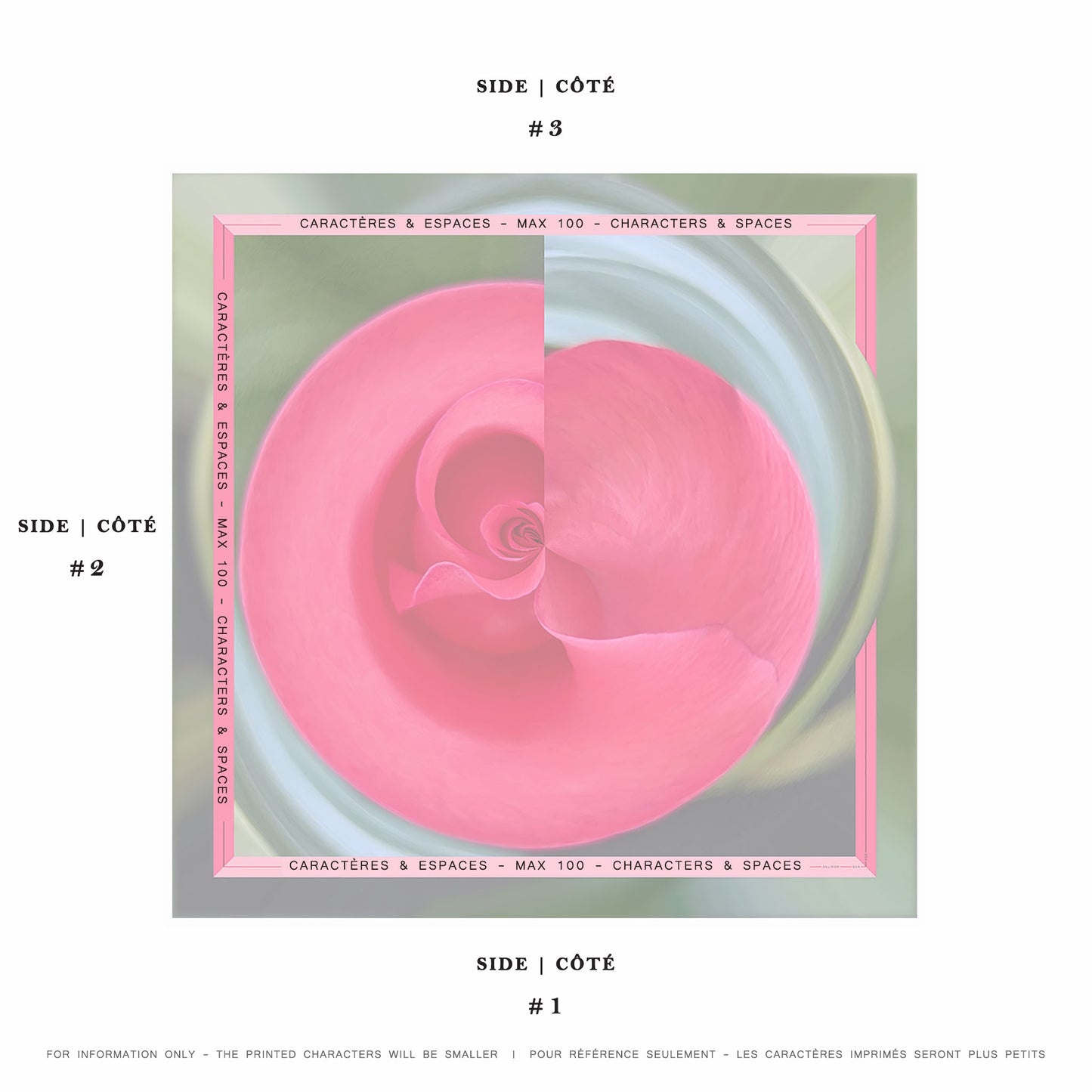 Delinor carre soie Freyja mots personnalises phrase 35in 90cm example scarf custom notes