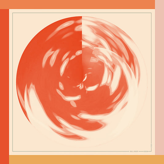 Delinor carre soie Jade jaune rose vue entiere 16x16 luxury orange yellow pink silk scarf