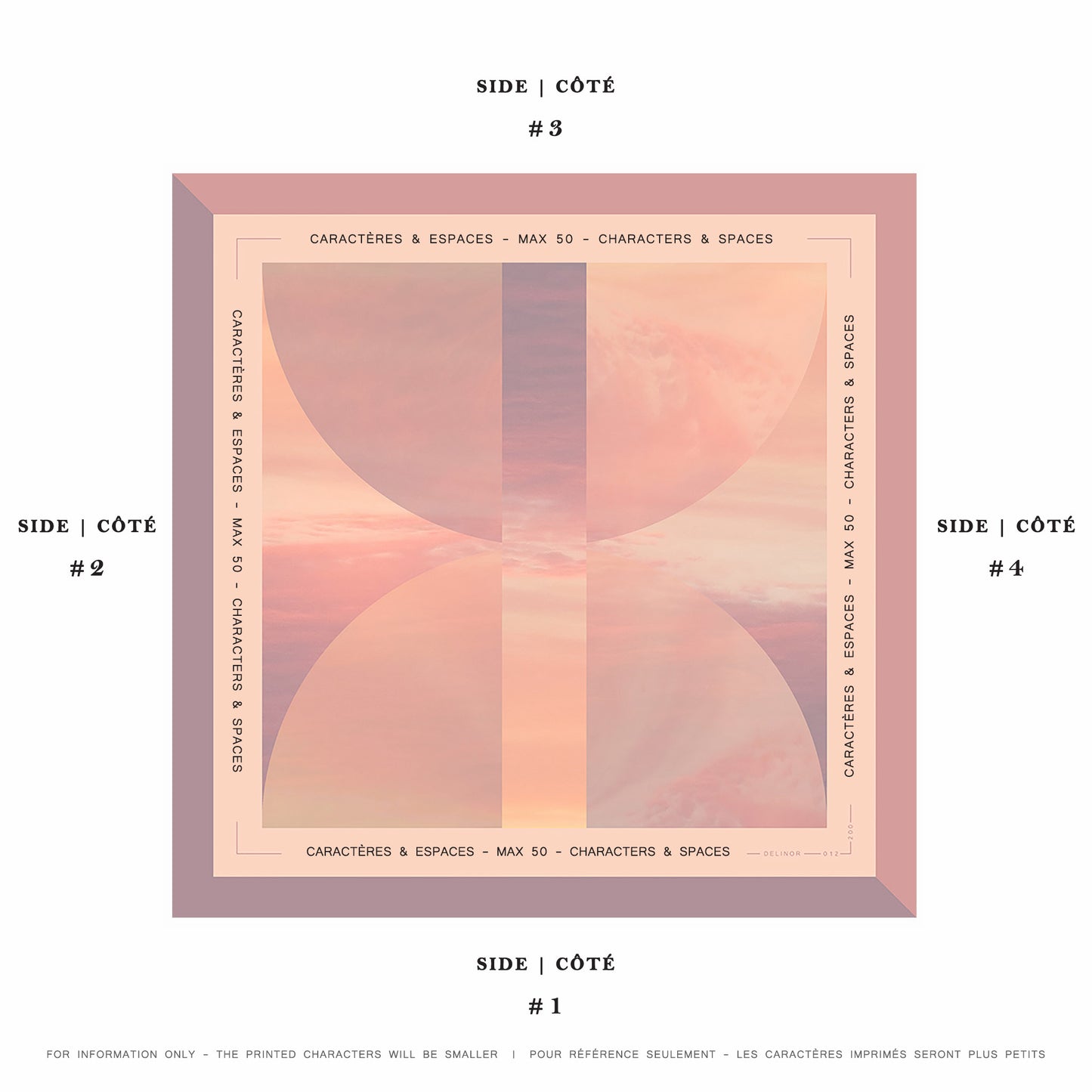 Delinor carre soie Lautitia mots personnalises 16x16 example phrase custom notes silk scarf