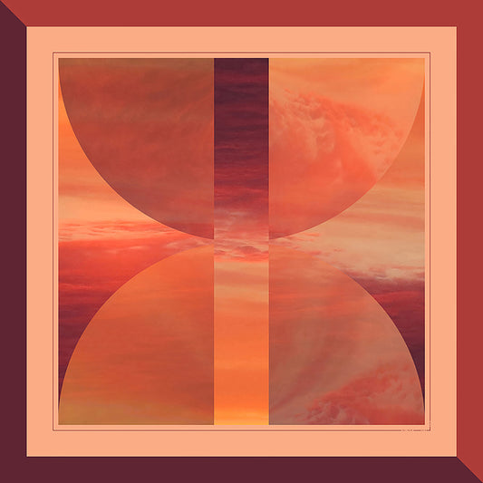 Delinor carre soie Lautitia bourgogne vue entiere 35in 90cm luxury red burgundy coral silk scarf