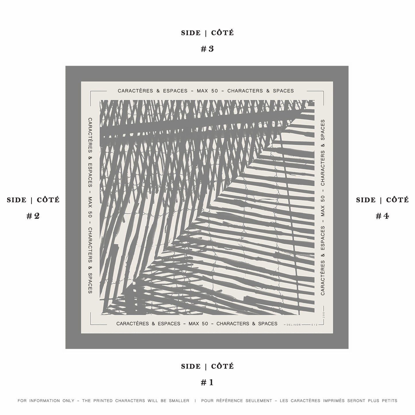 Delinor carre soie Mana noir mots personnalise16x16 phrase example custom notes silk scarf