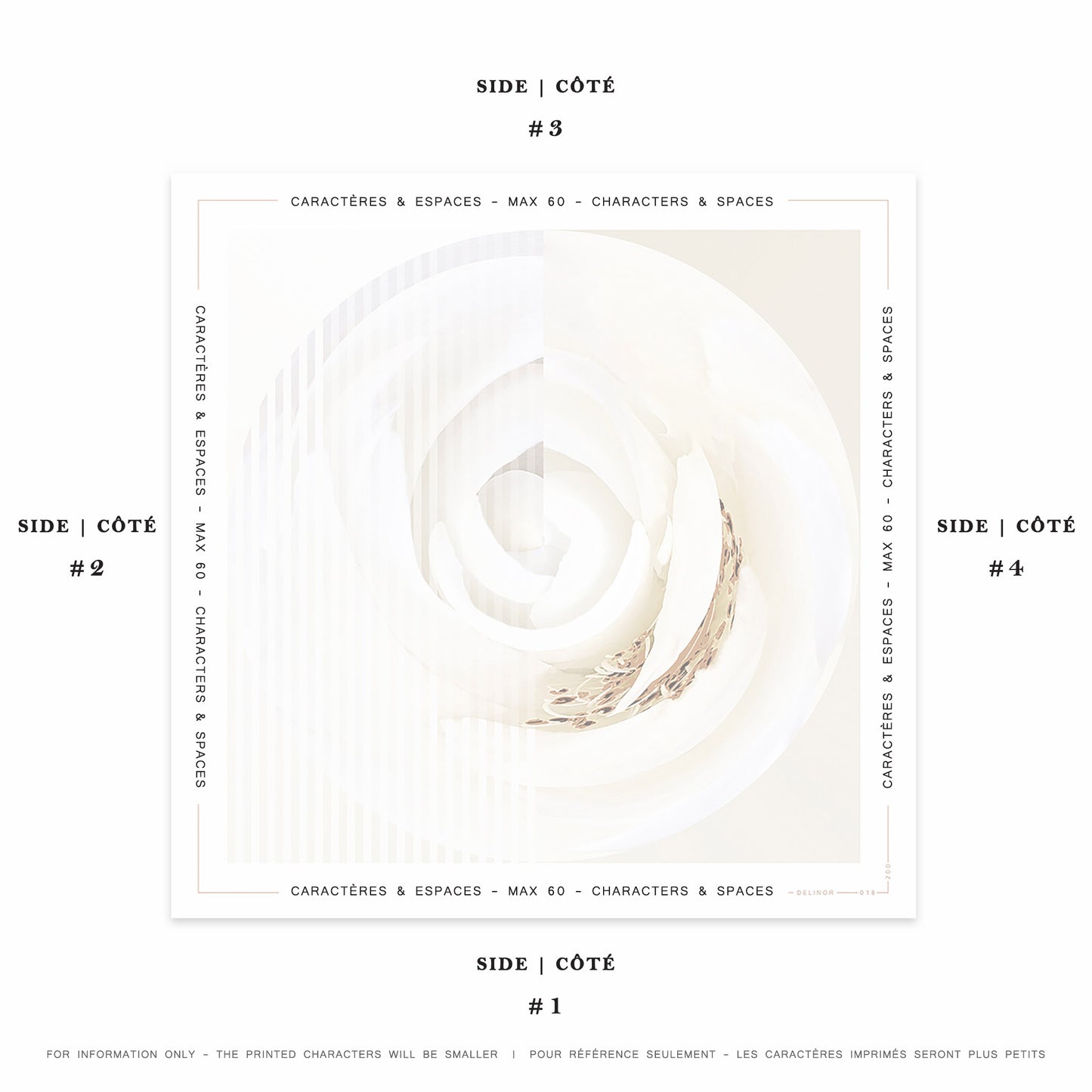 Delinor carre soie Rosa Pax mots personnalise16x16 custom notes example cream white silk scarf