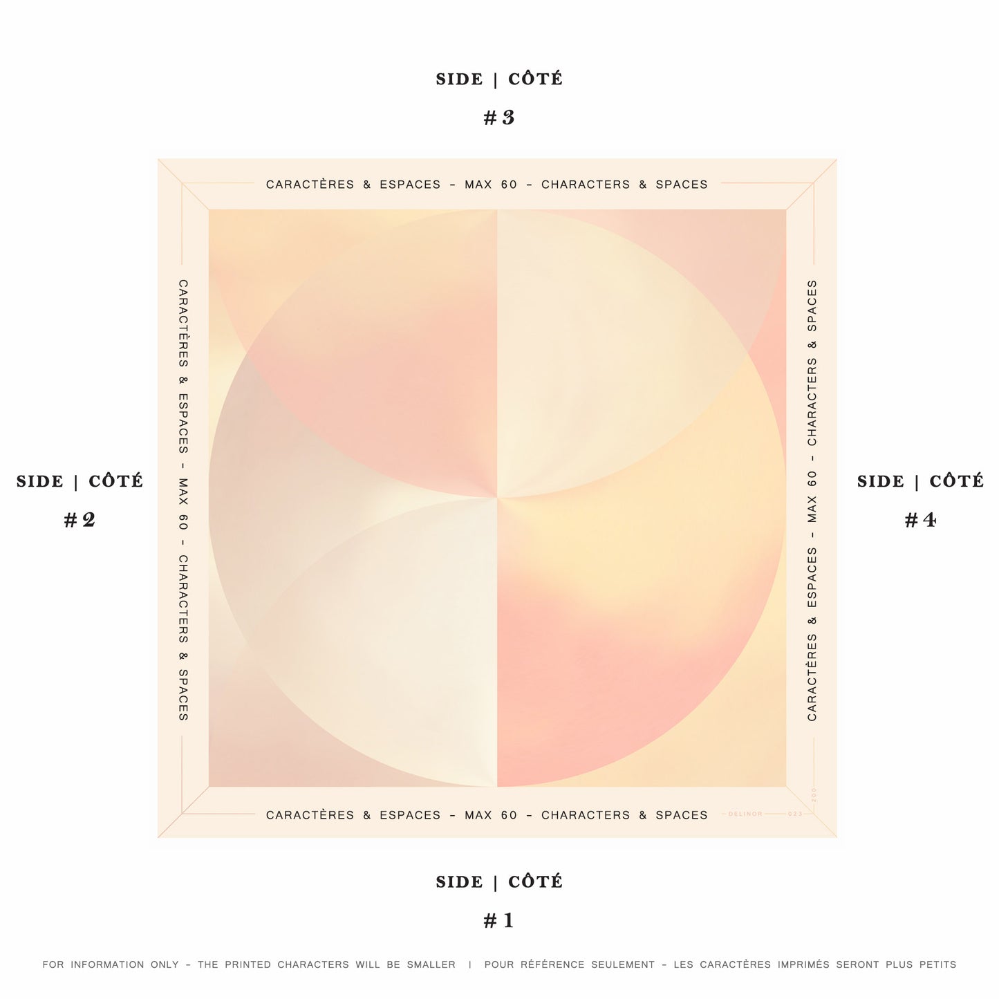 Delinor carre soie Solis jaune mots personnalise exemple 16x16 phrase custom notes silk scarf