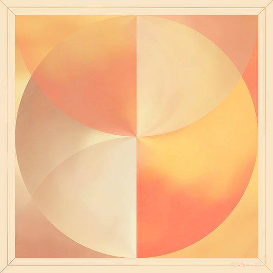 Delinor carre soie Solis jaune creme vue entiere 16x16 luxury yellow orange custom silk scarf