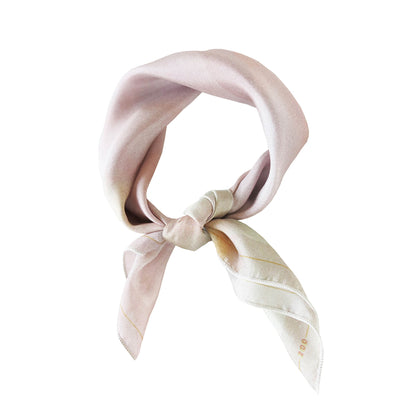 Delinor Carre soie Blush rose 16x16 luxury pink yellow silk scarf knot wrap