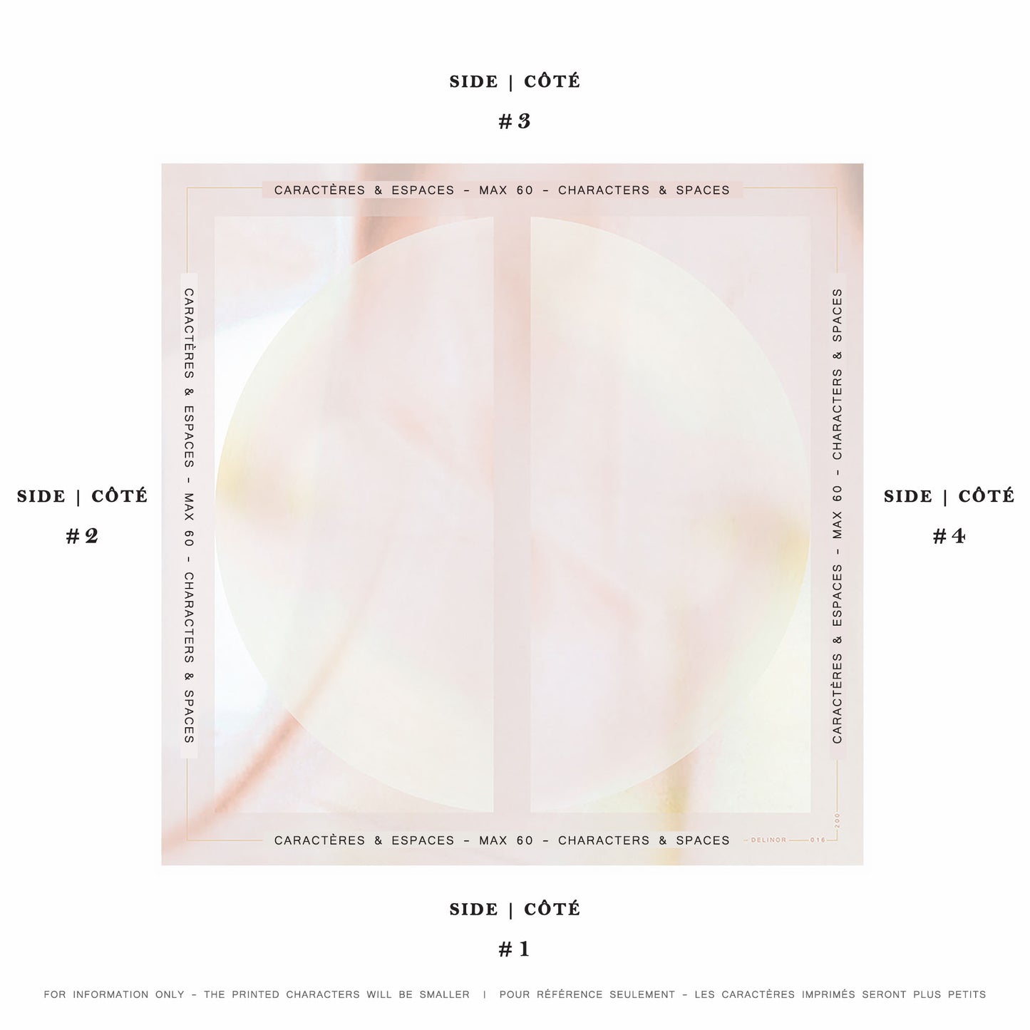 Delinor Carre soie Blush exemple mots personnalises 16x16 custom notes example phrase scarf 