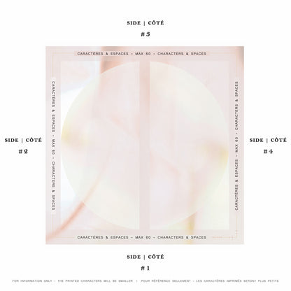 Delinor Carre soie Blush exemple mots personnalises 16x16 custom notes example phrase scarf 