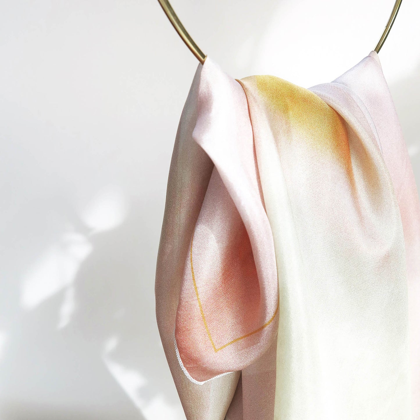 Delinor Carre soie Blush rose 35in 90cm luxury pastel pink yellow silk scarf texture fabric colors