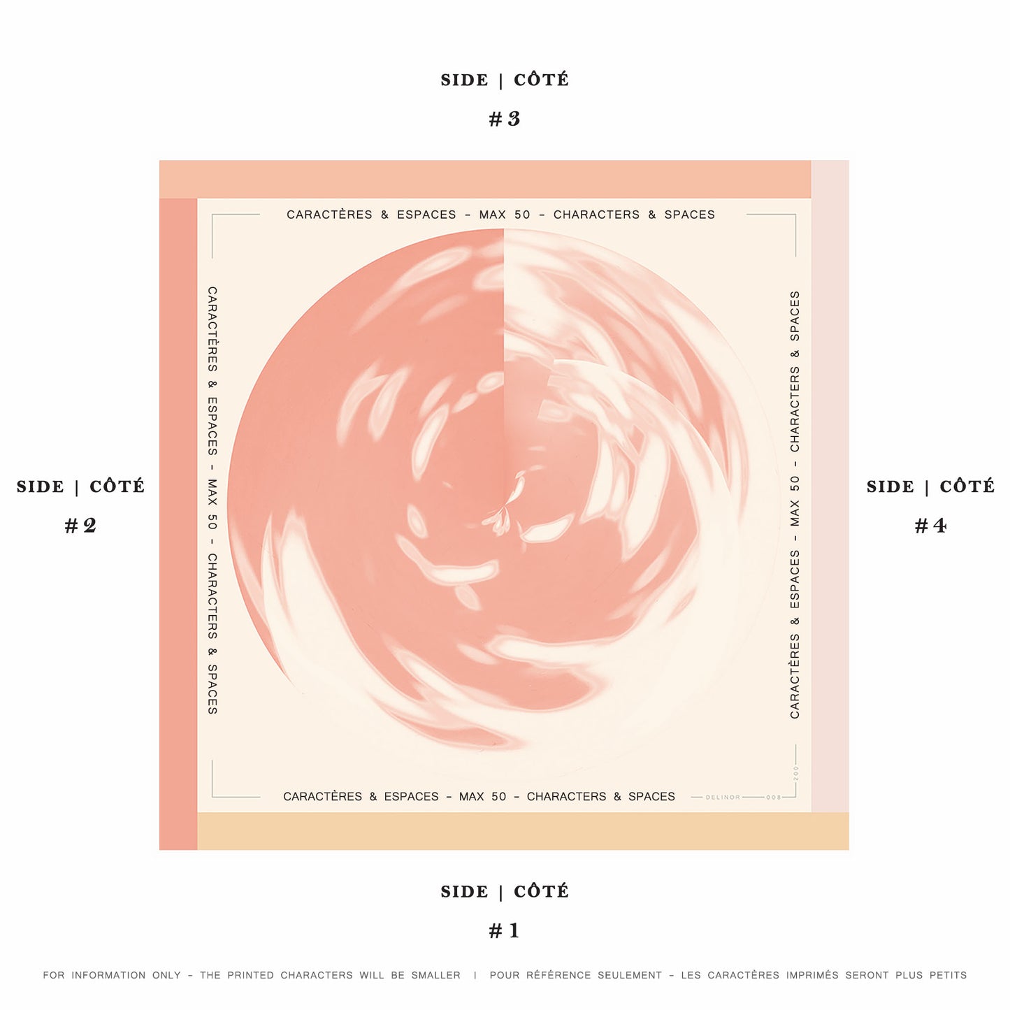 Delinor carre soie Jade exemple mots personnalise 16x16 example phrase custom notes silk scarf 