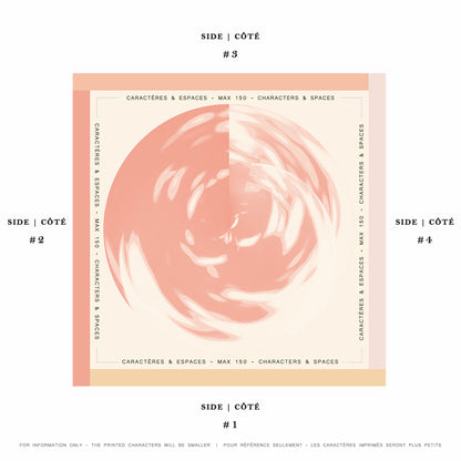 Delinor carre soie Jade mots personnalises phrase 35in 90cm custom notes silk scarf example