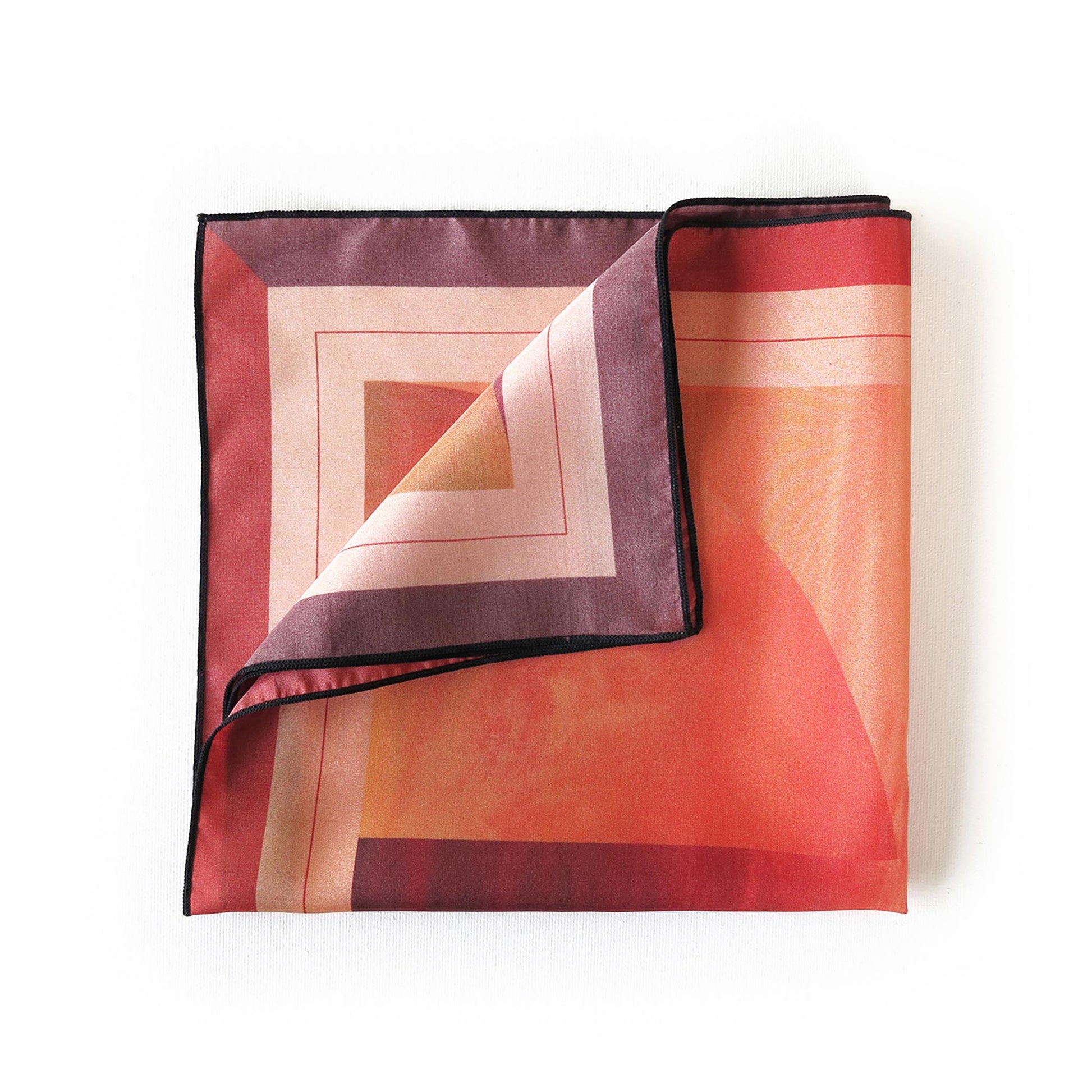 Delinor carre soie Lautitia 16x16 40x40cm silk scarf folded plie red burgundy coral gift