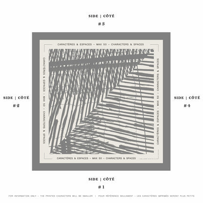 Delinor carre soie Mana noir mots personnalise16x16 phrase example custom notes silk scarf 