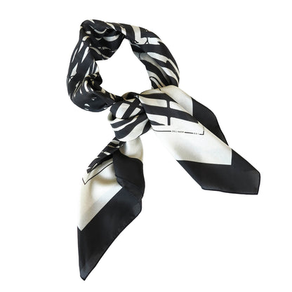 Delinor carre soie Mana noir 35in 90cm luxury black beige taupe silk scarf knot wrap