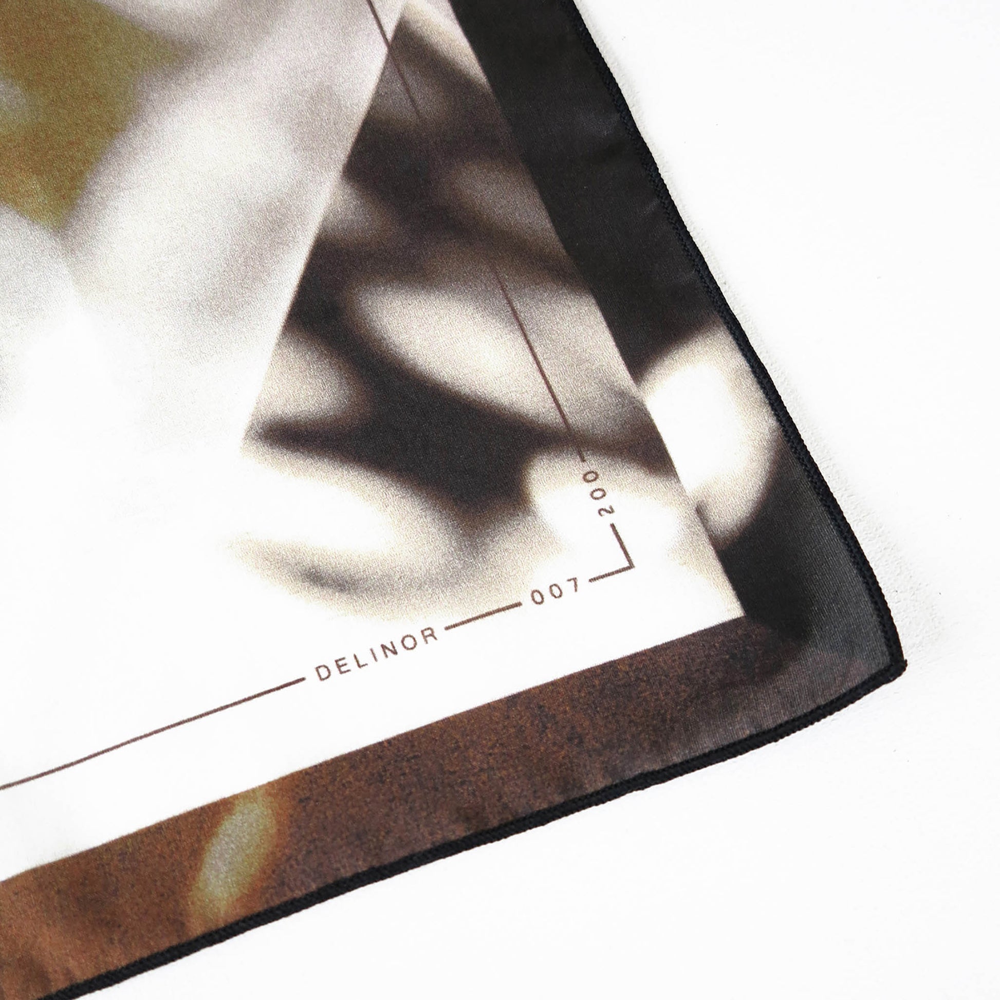 Delinor carre soie Myriad brun 16x16 limited edition number example silk scarf limite numerote