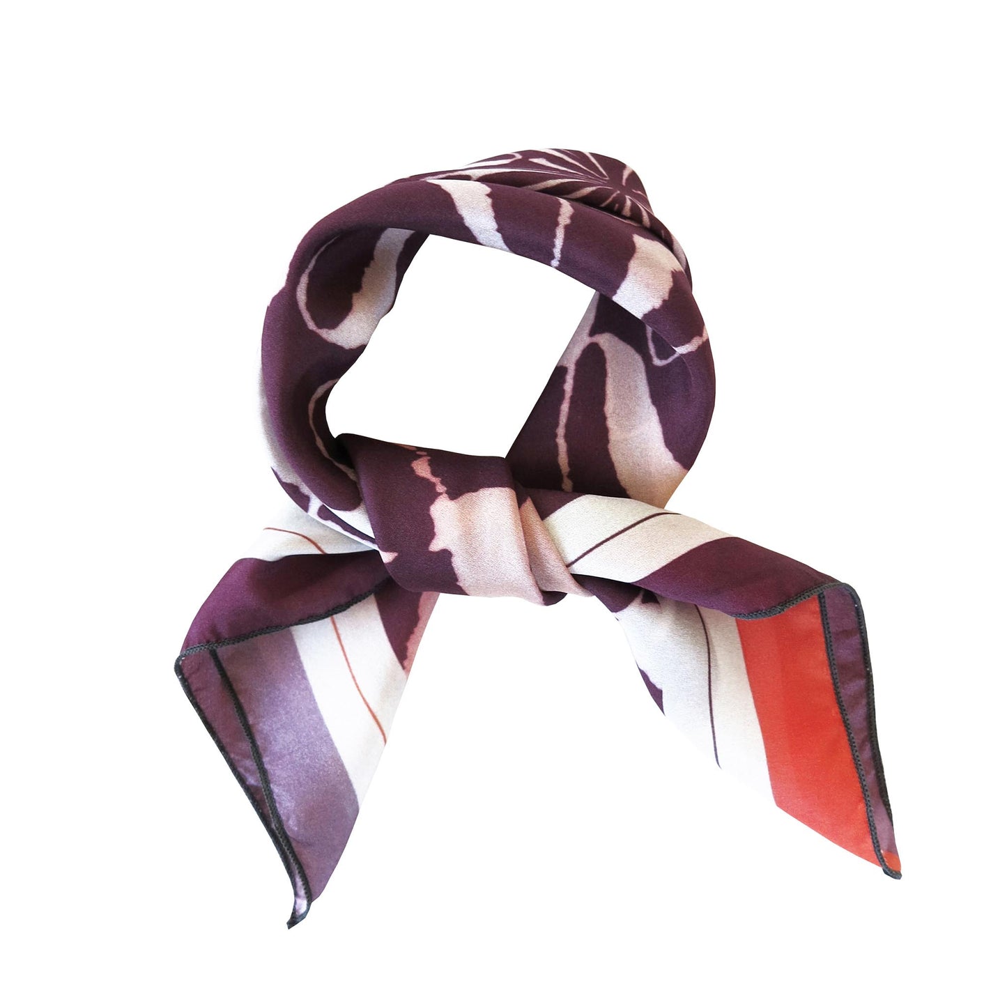 Delinor carre soie Novae violet rose 16x16 luxury purple pink red silk scarf knot wrap wear