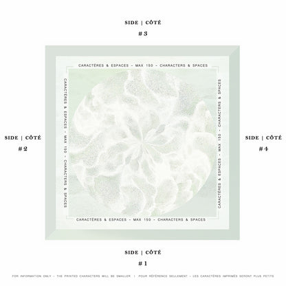 Delinor carre soie Odyssea mots personnalise 35in 90cm mint example custom notes silk scarf 