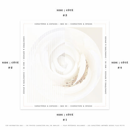 Delinor carre soie Rosa Pax mots personnalise16x16 custom notes example cream white silk scarf 