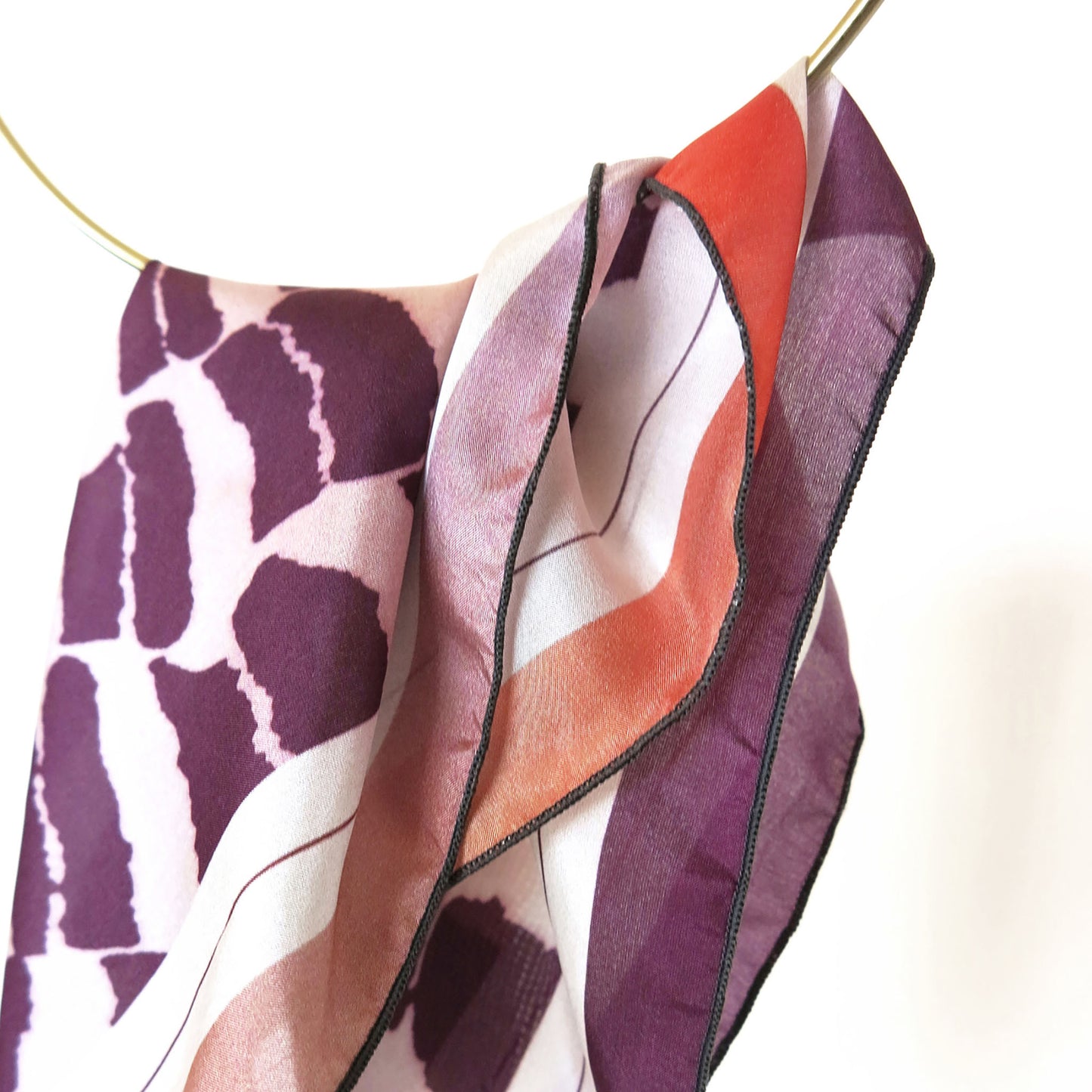 Delinor carre soie Novae violet rose 16x16 luxury purple pink red silk scarf texture fabric delicate