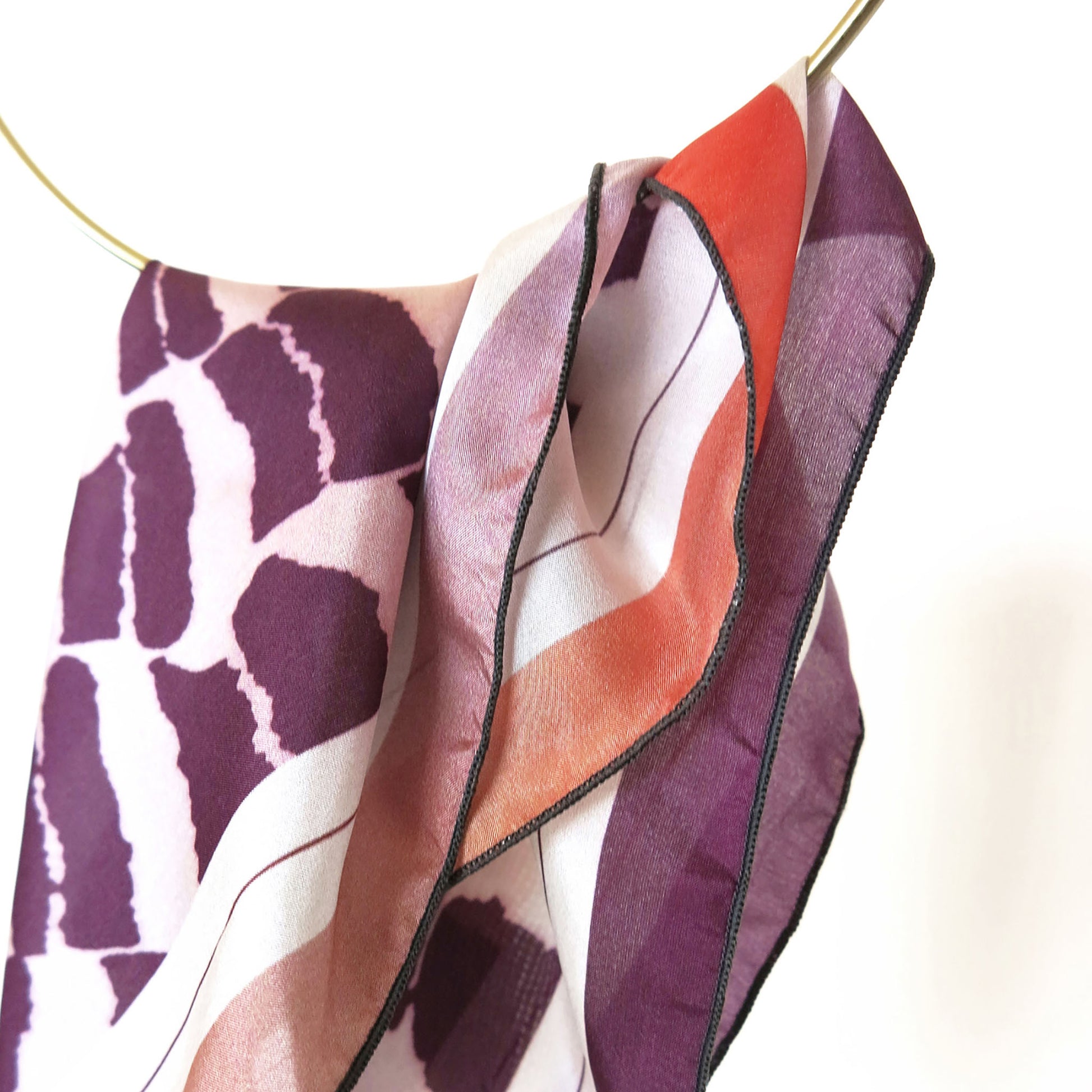 Delinor carre soie Novae violet rose 16x16 luxury purple pink red silk scarf texture fabric delicate