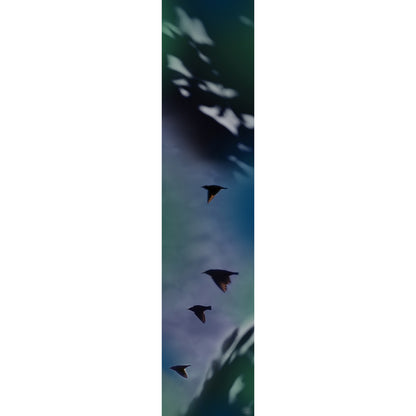 Delinor foulard soie Aera Noctis 16x72in 40x182cm long rectangular luxury silk scarf complete view Design Montreal
